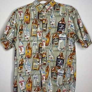 Big Dogs Red Hawaiian Shirt Dog Beer Label Whiskey